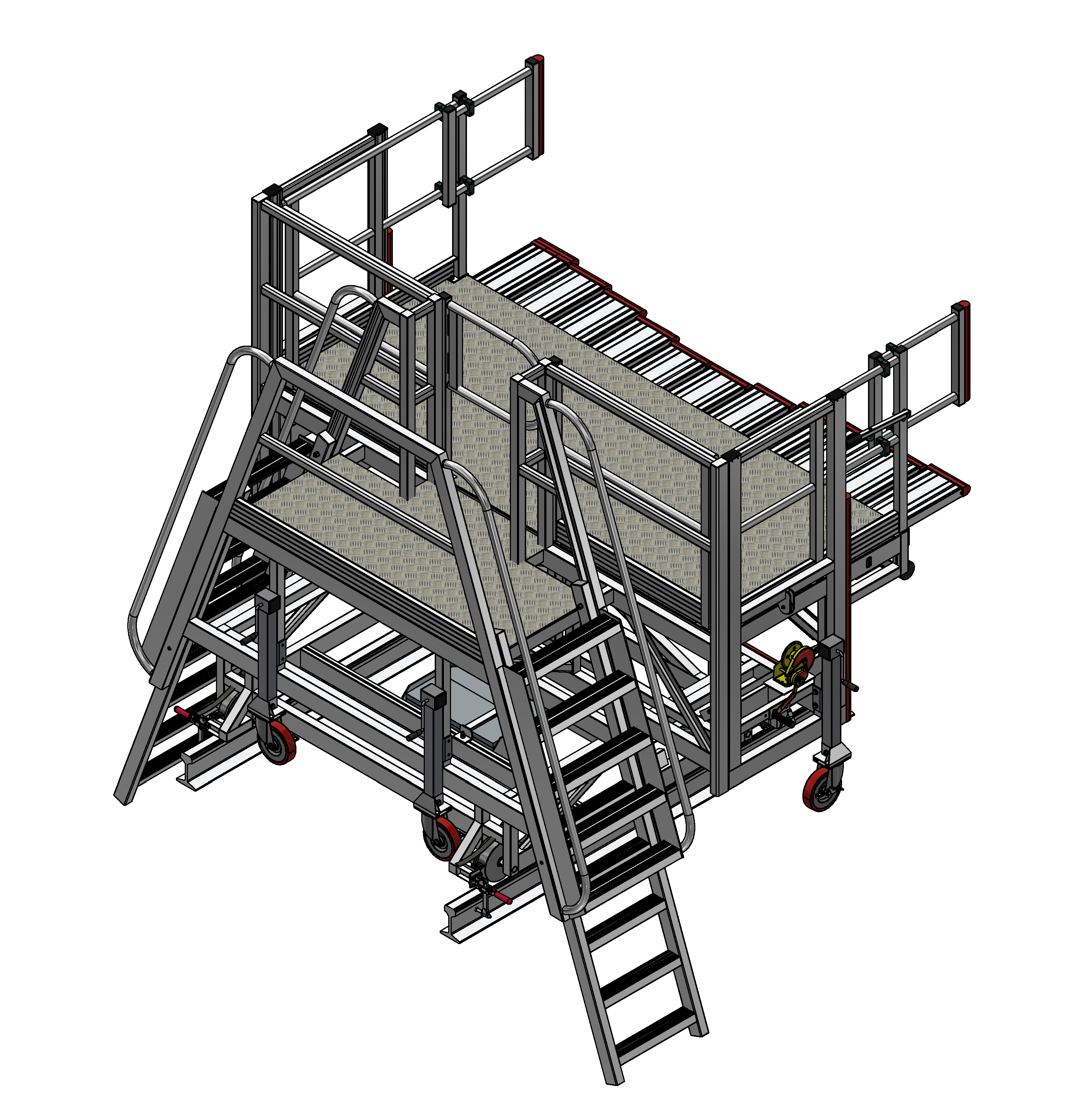 Height Adjustable Front of Train Access Platform with Sliders